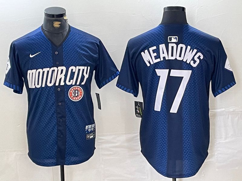 Men Detroit Tigers #17 Meadows Blue City Edition Nike 2024 MLB Jersey style 4->detroit tigers->MLB Jersey